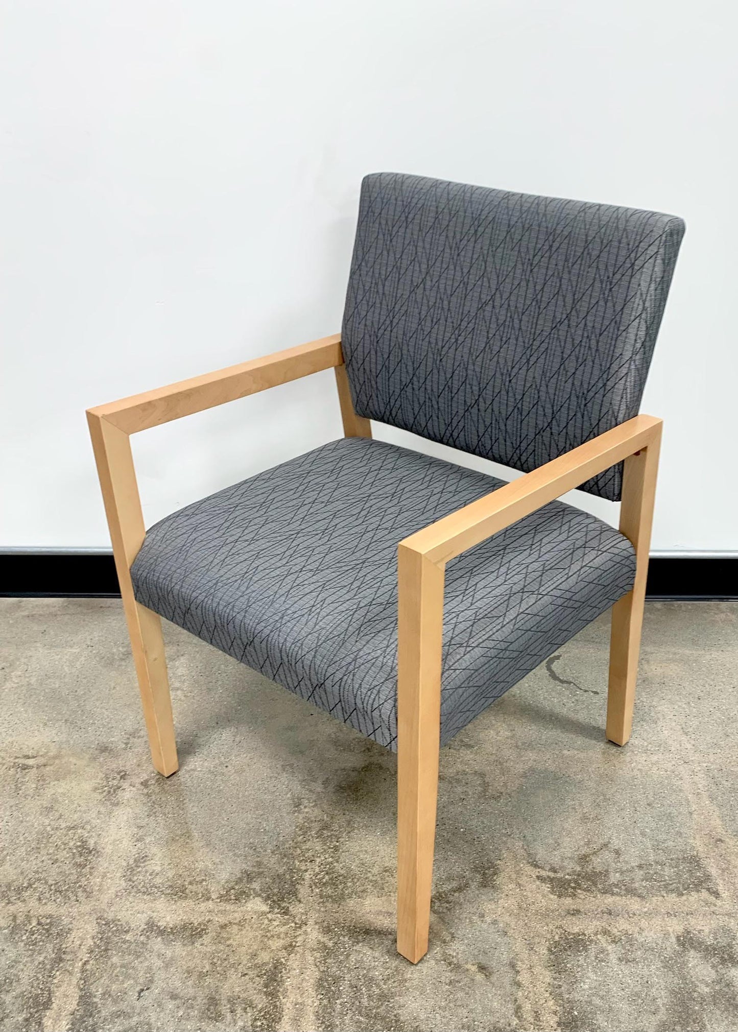 GUEST CHAIR, BLONDE/ GREY STRIPE FABRIC