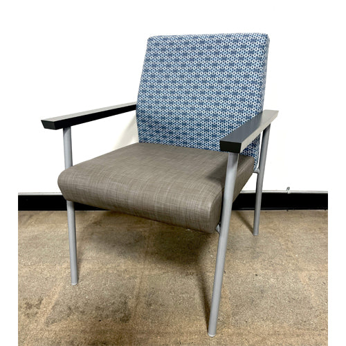 GUEST CHAIR, BLUE CIRCLE, GREY ARM