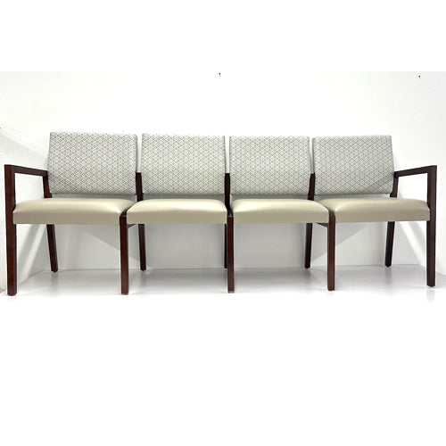 GANG SEATING, 4-SEATER, Walnut / Concrete seat