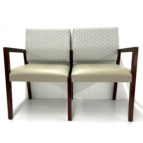 GANG SEATING, 2-SEATER, Walnut / Concrete seat