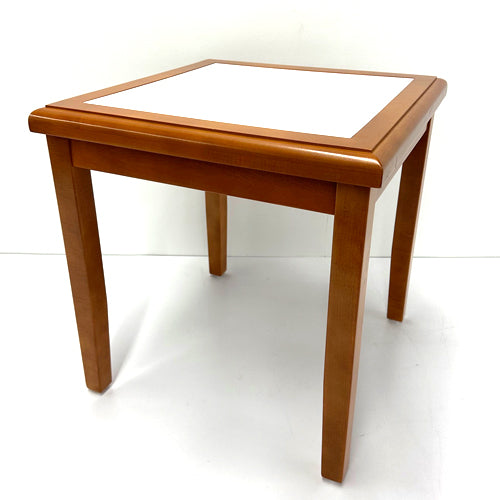 END TABLE, Medium Wood with Cloud White Top