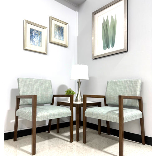 GUEST CHAIR, Seafoam, Riftwood Walnut