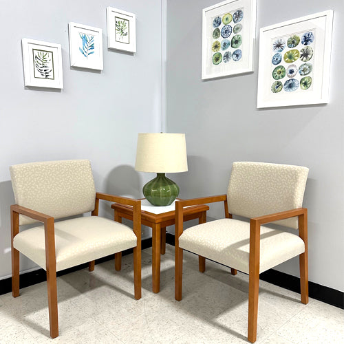 GUEST CHAIR, Beige fabric, Medium Wood
