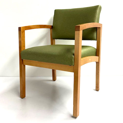 GUEST CHAIR, Green Vinyl, Maple Arms