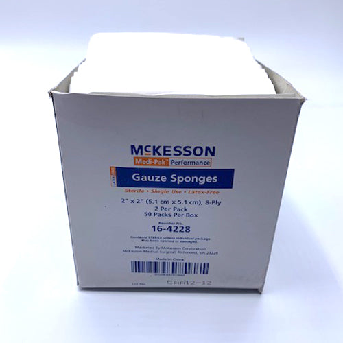 Gauze Pads, 2” x 2" Sterile, Box of 50