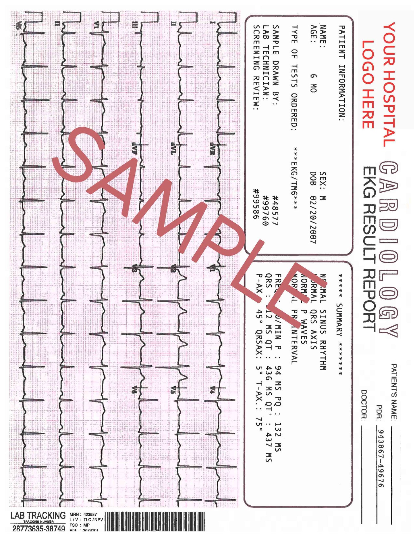 CUSTOMIZED CARDIOLOGY REPORT FORM (5 pages)