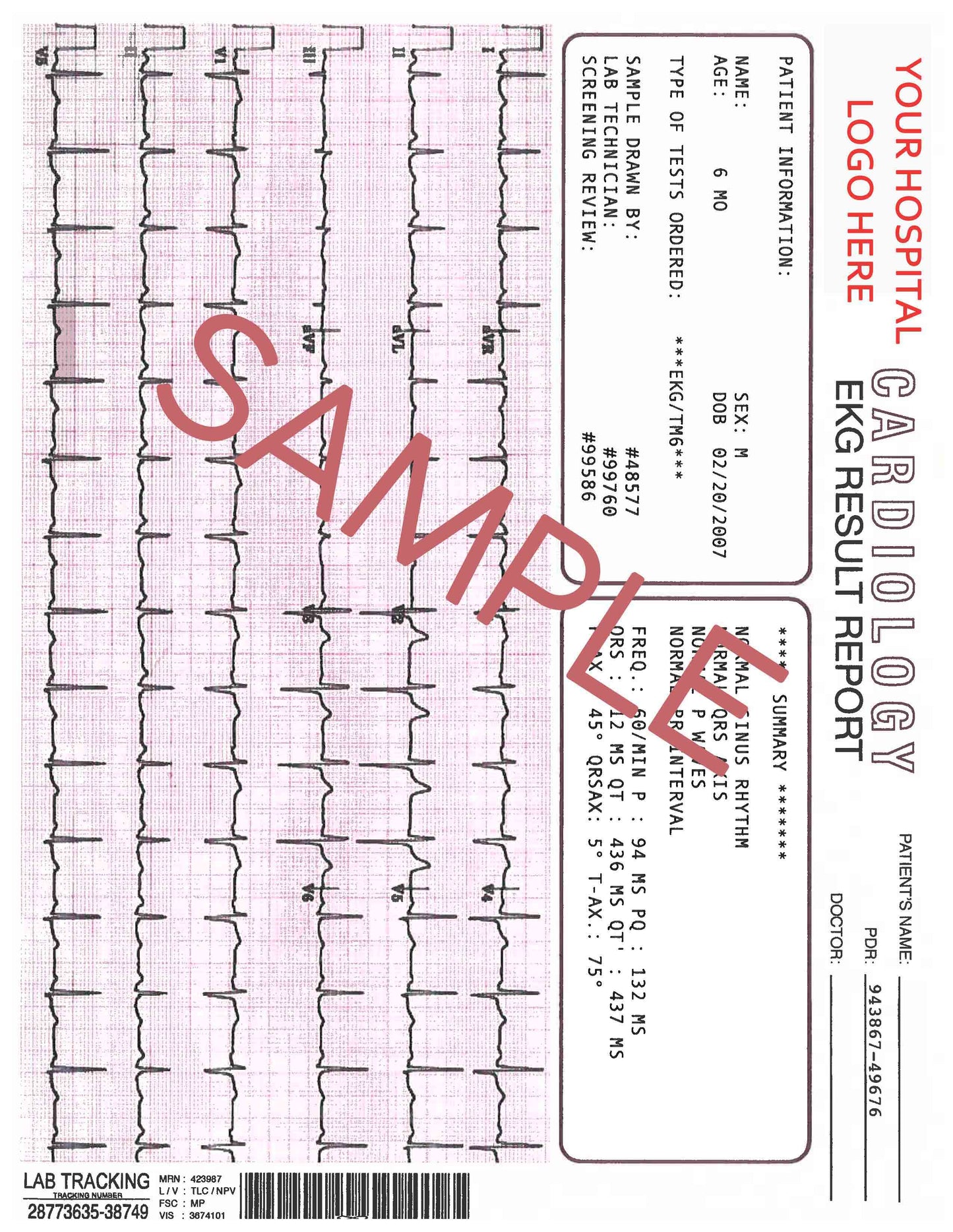 CUSTOMIZED CARDIOLOGY REPORT FORM (5 pages)