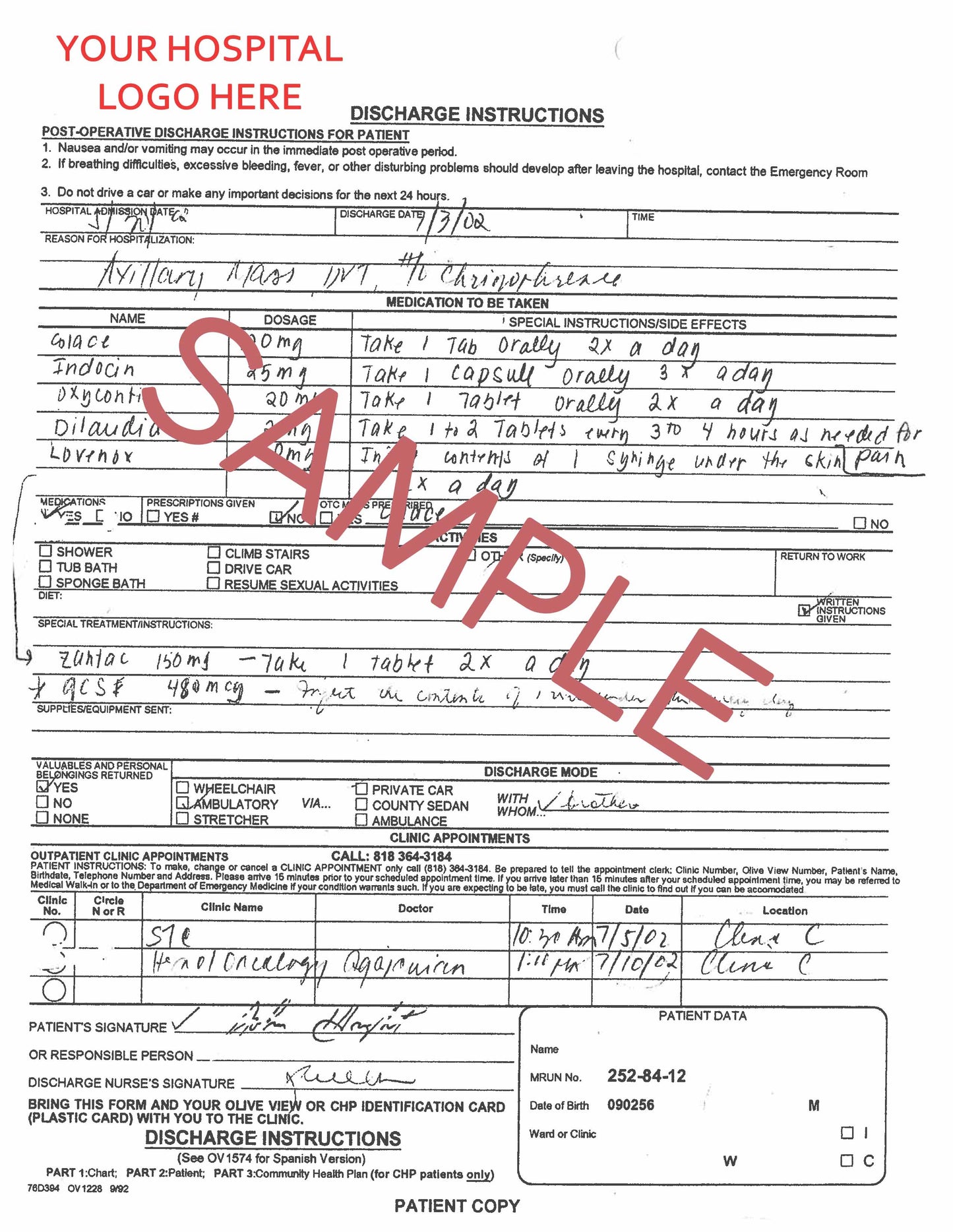 Consent for Surgery Form (6 pages)