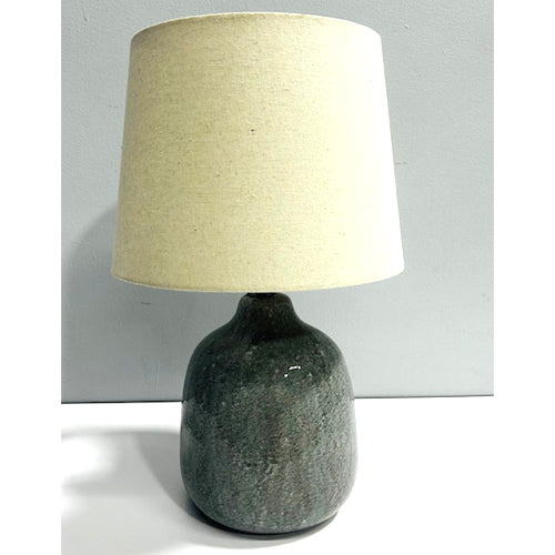 TABLE LAMP Grey ceramic w/beige shade