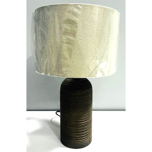 TABLE LAMP Turned cylinder SM base, w/shade
