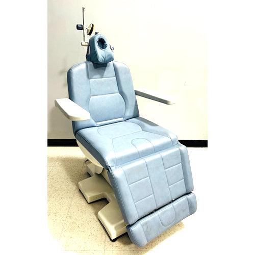 EXAM CHAIR - Blue vinyl w/white base and remote