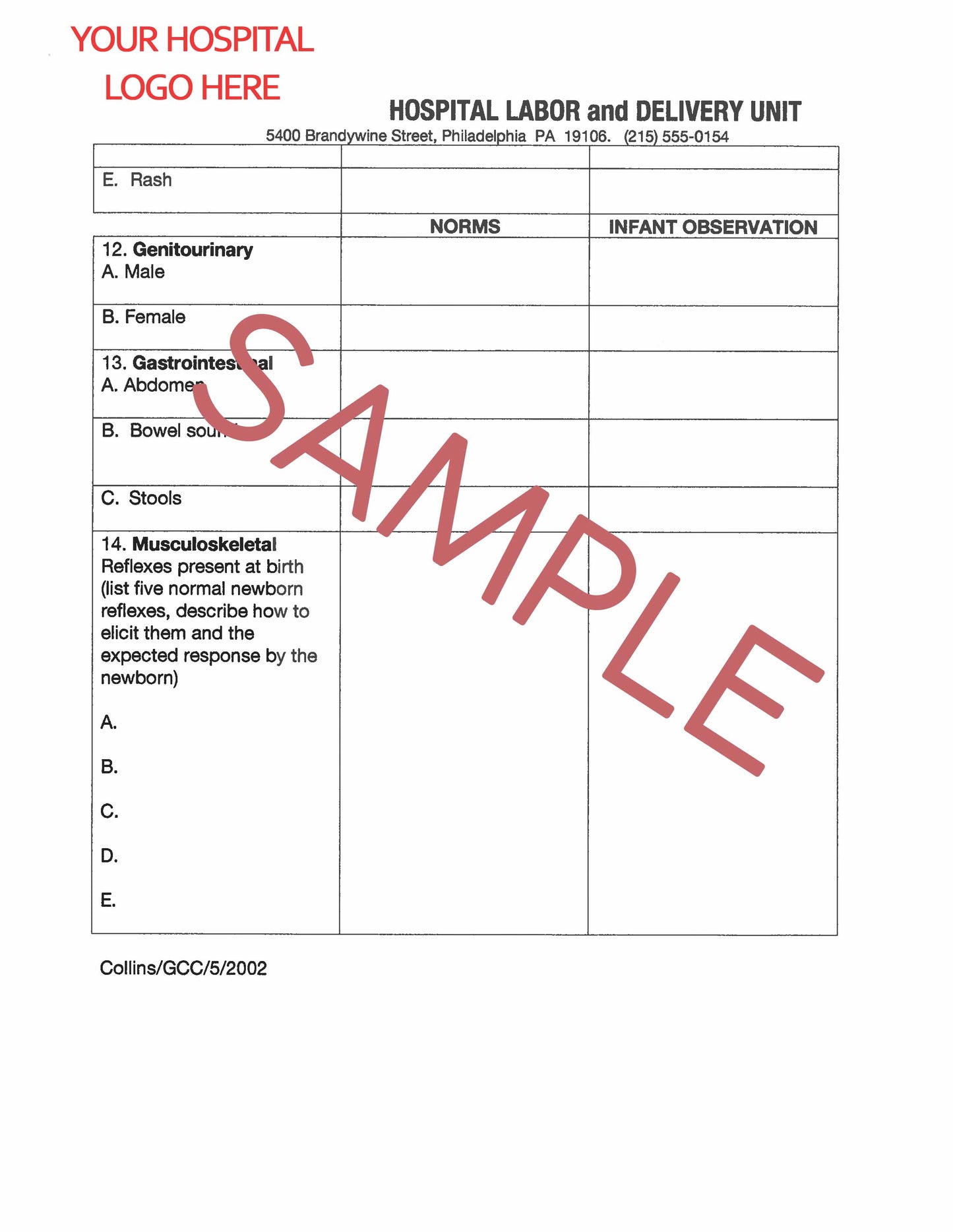 Labor and Delivery Admission Form (6 pages)