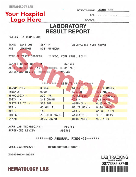 Laboratory Result Report (4 pages)
