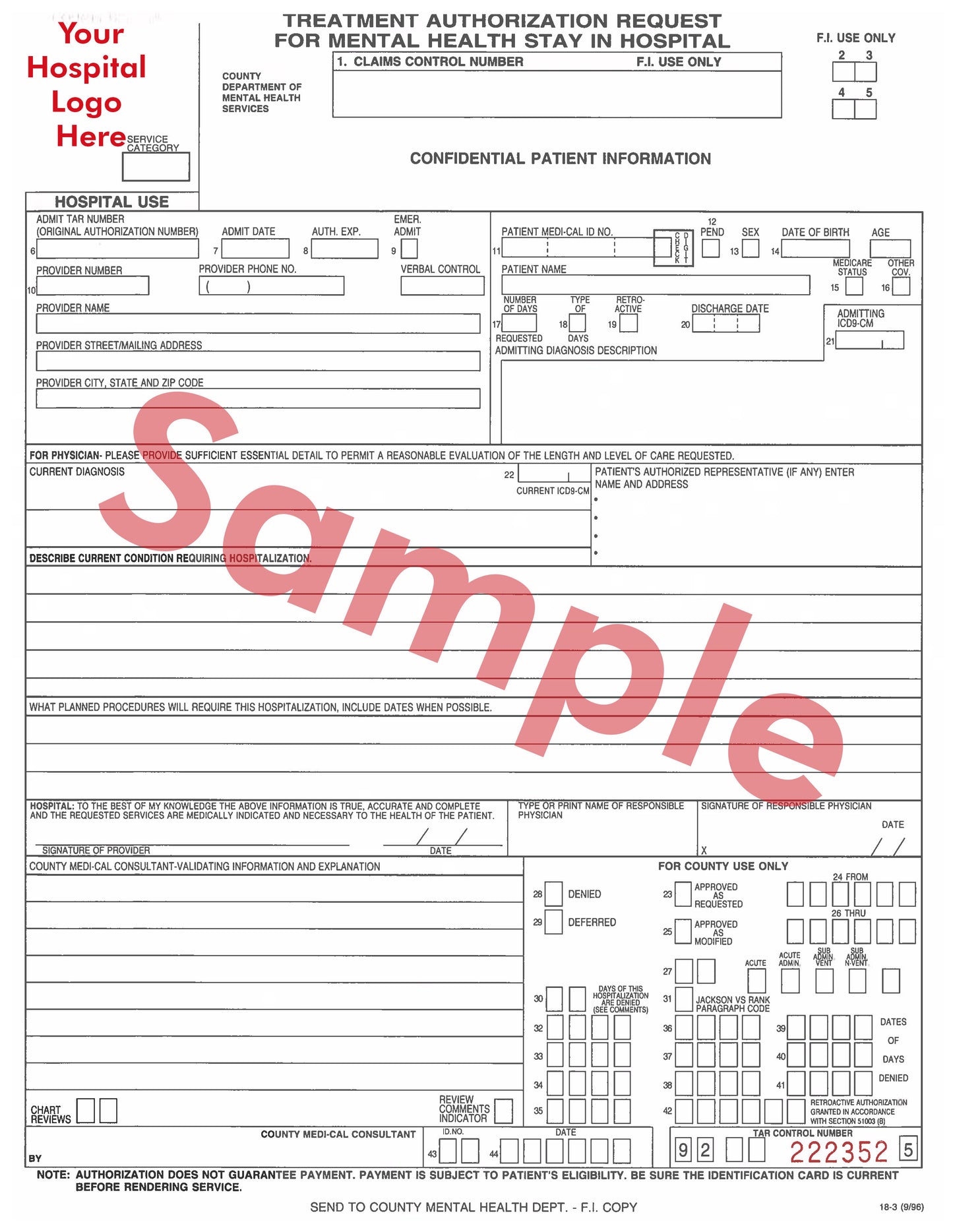 Mental Health Request Form (1 page)