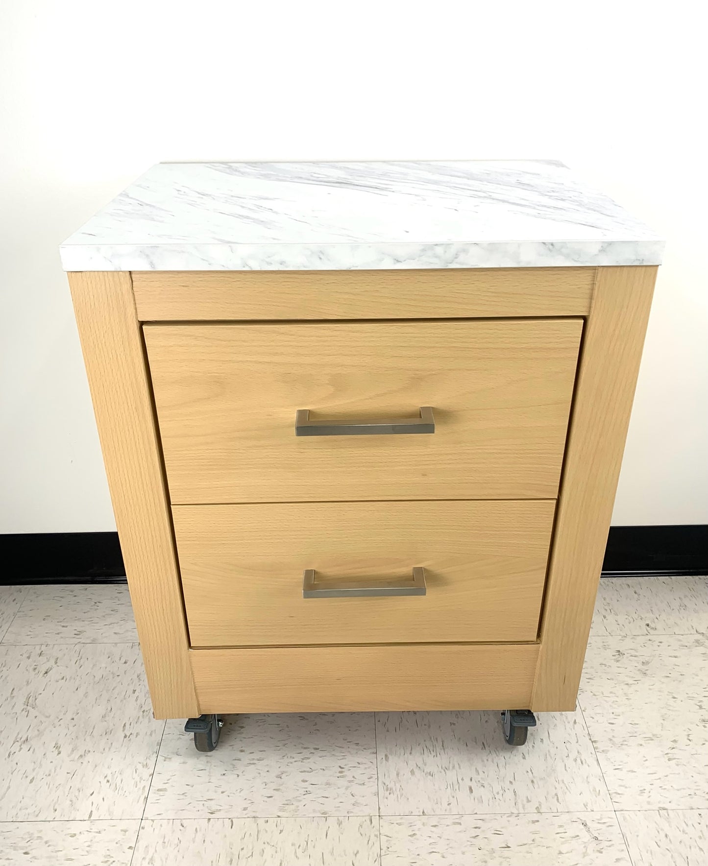 BEDSIDE CABINET, WOODGRAIN/ MARBLE TOP