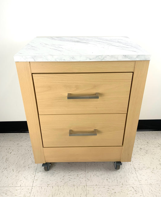 BEDSIDE CABINET, WOODGRAIN/ MARBLE TOP
