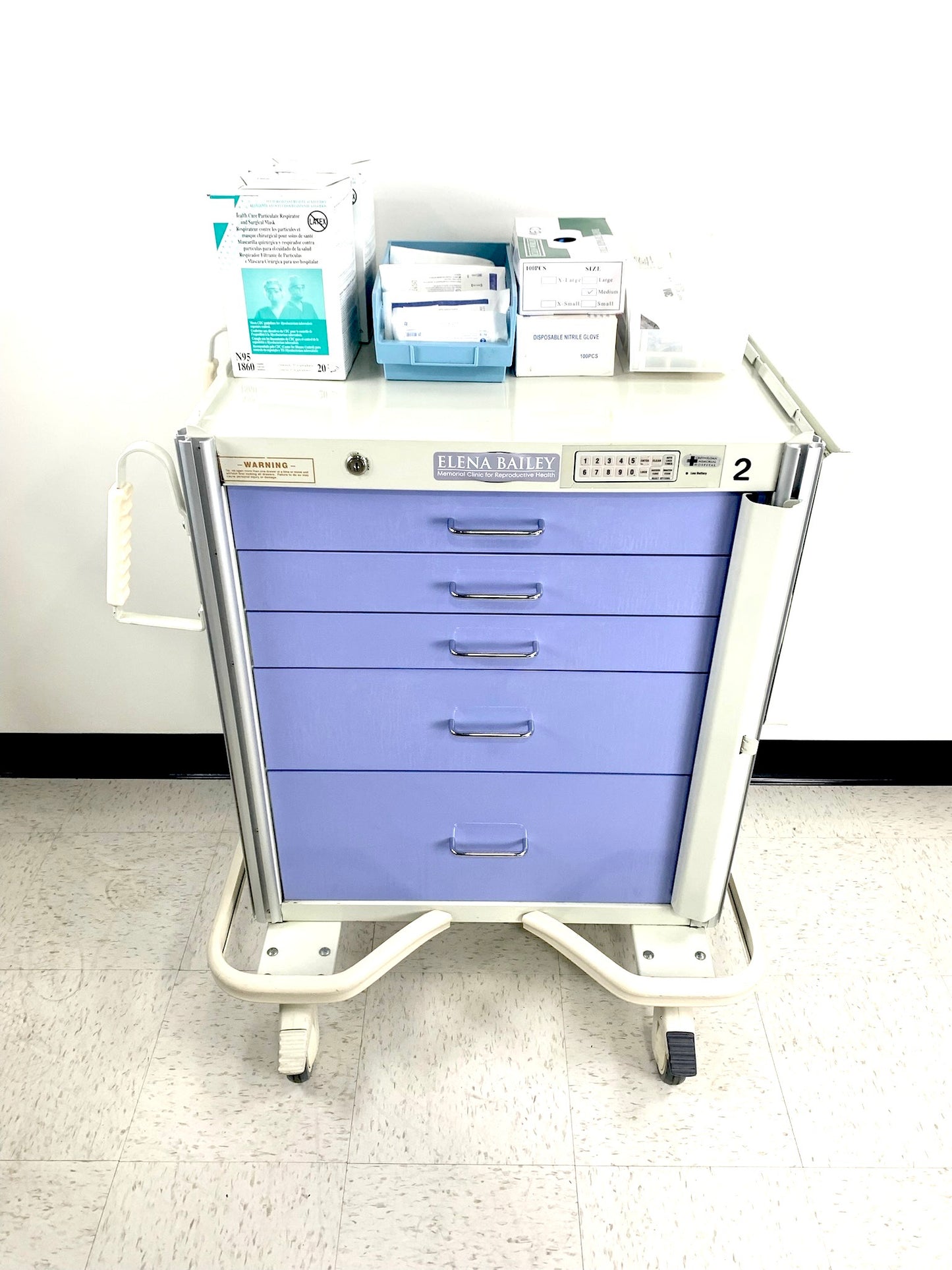 CRASH CART, A-ARMSTONG, W/PURPLE DRAWERS