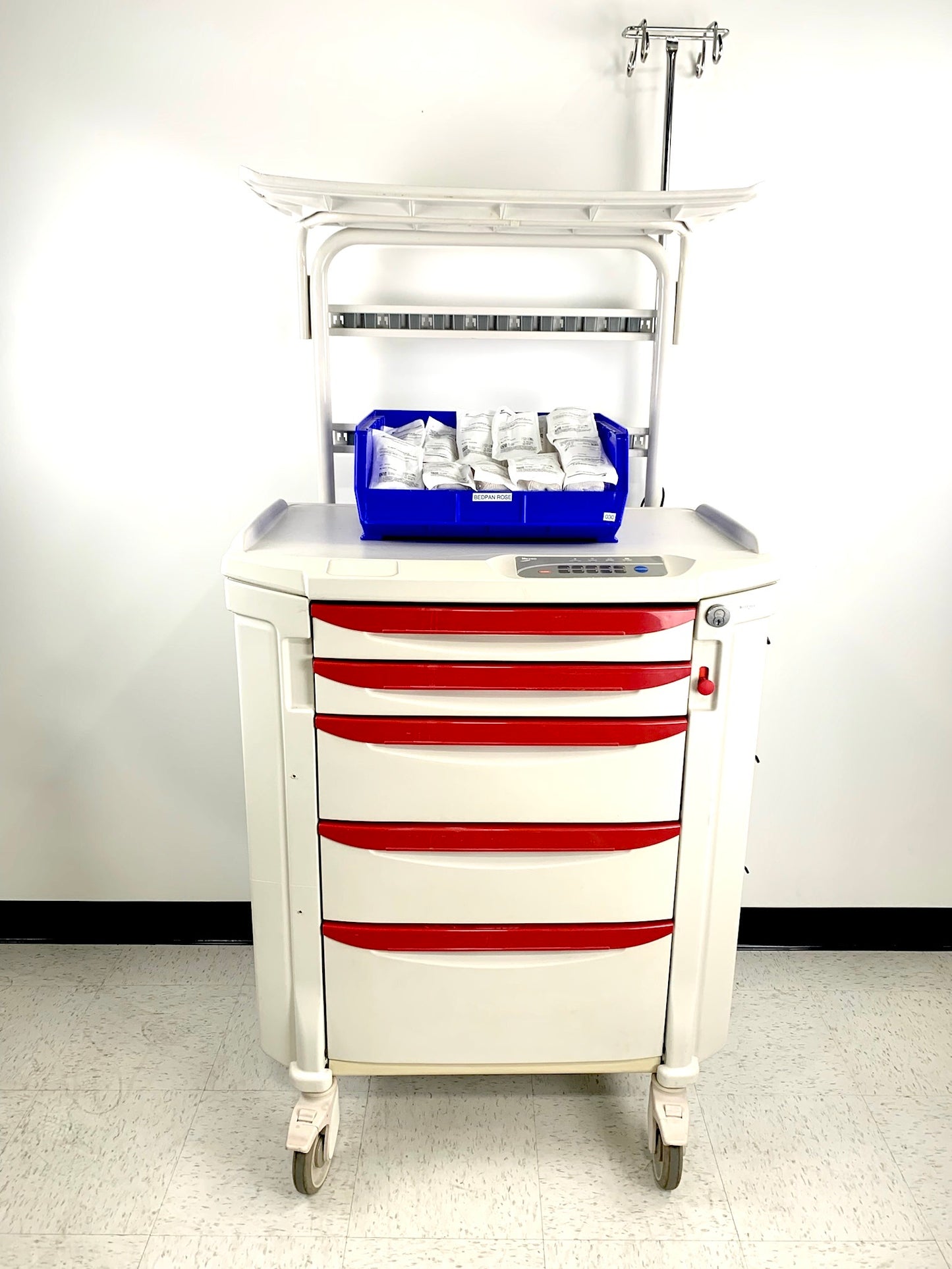 CRASH CART, METRO FLEXLINE, RED DRAWERS