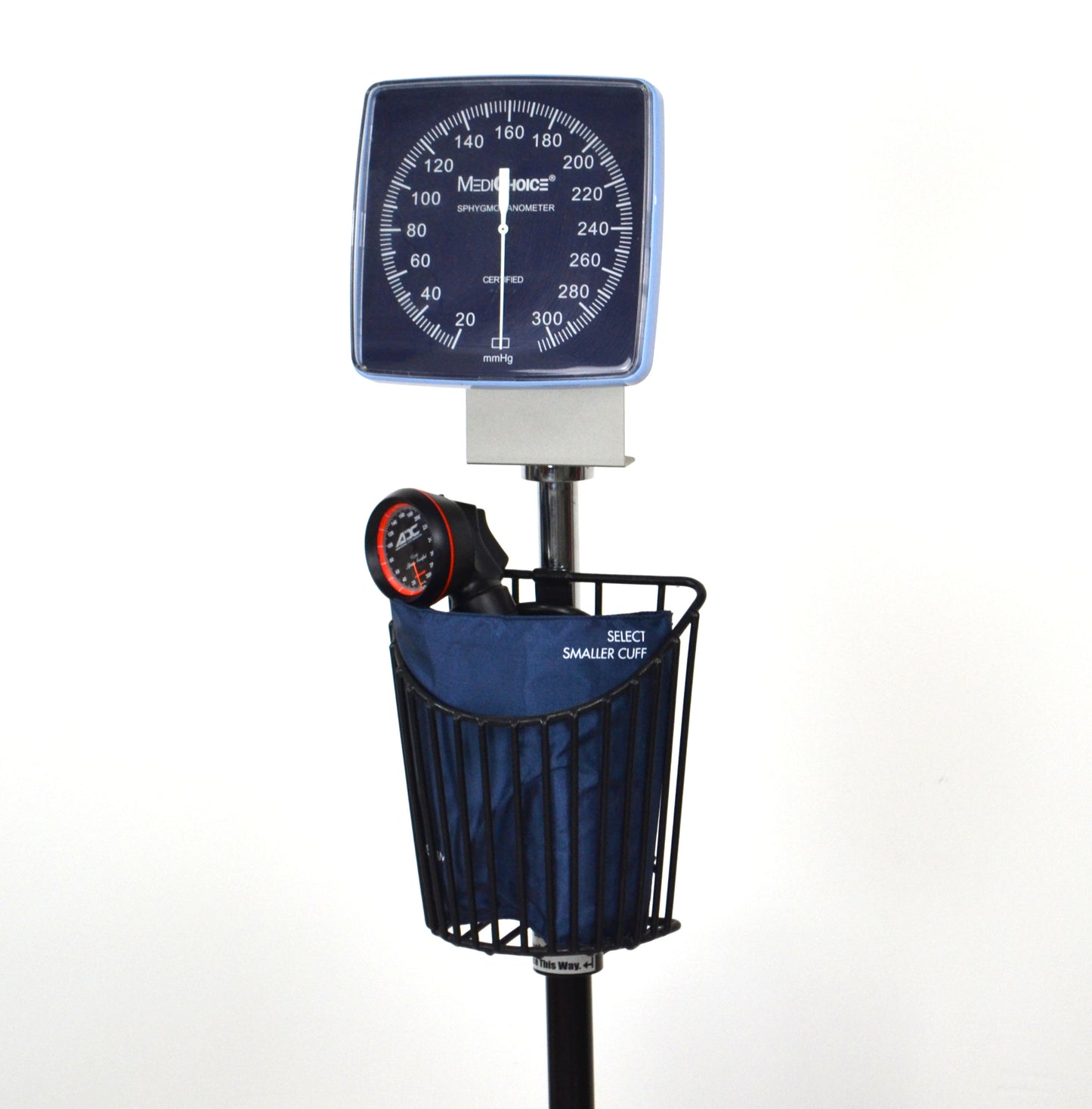 BLOOD PRESSURE GAGE ON STAND WITH CUFF