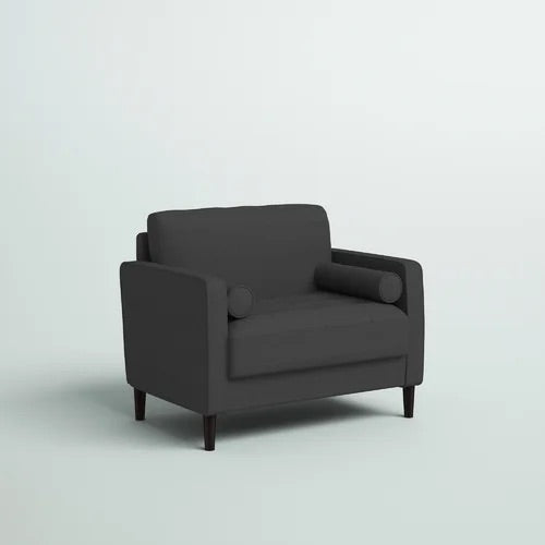 SQUARE ARM TUFFED CLUB CHAIR, GREY, 39.8”