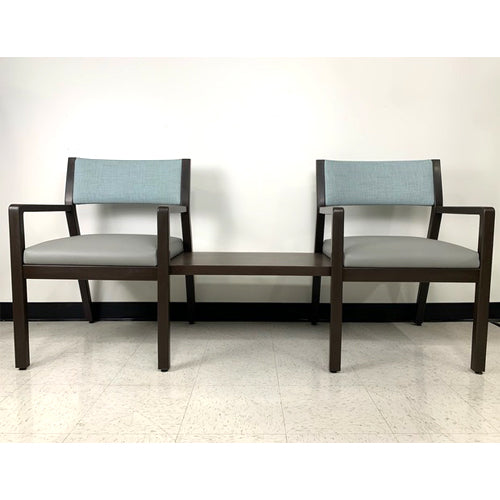 CATERINA 2 GANG SEATER W/ TABLE, TEAL/ GREY