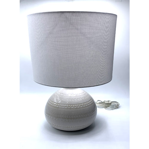 TABLE LAMP W/ SHADE, BEIGE CIRCULAR