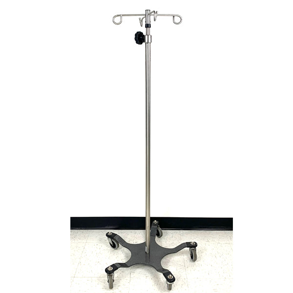 IV POLE, BLICKMAN, GREY BASE W/ BAG/ TUBING