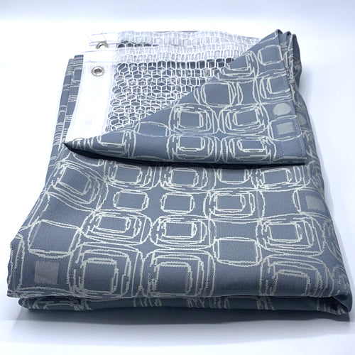 HOSPITAL CURTAIN, GREY SQUARES, 11 Rollers, 66" x 89"H