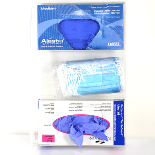 CLEAR PLEXI 3 GLOVE BOX HOLDER, WALL MOUNT