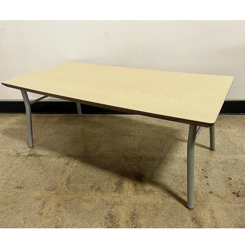 COFFEE TABLE, NATURAL OAK, METAL FRAME