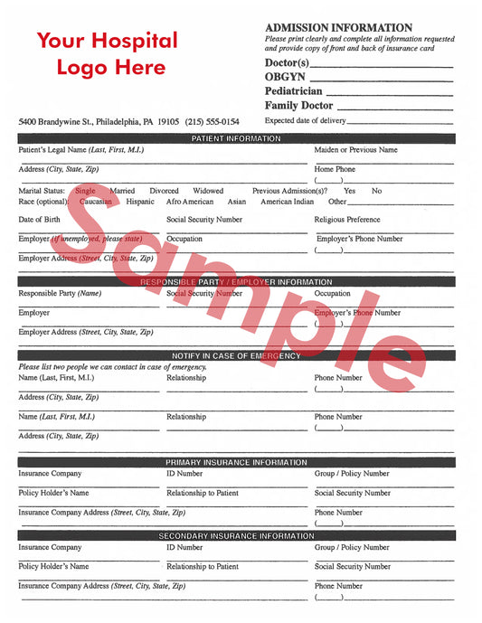 Emergency Room - Admission Form w/ DNR (2 pages)
