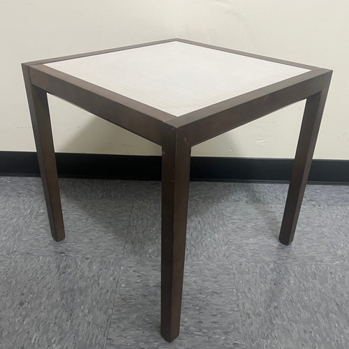 END TABLE, Medium Wood, White Cloud Top