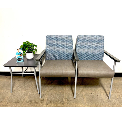 END TABLE, GREY TOP, METAL FRAME