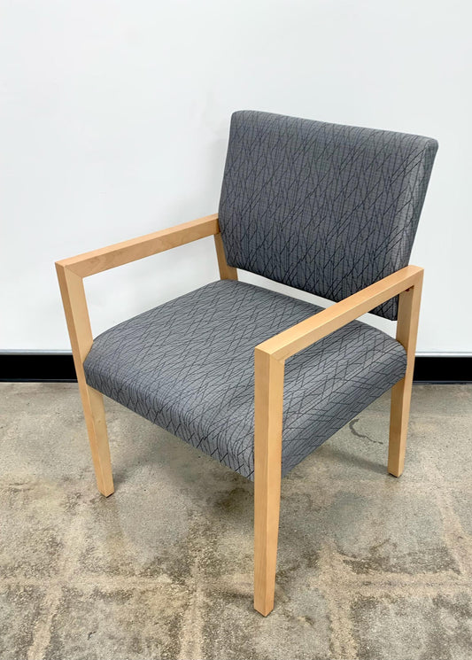 GUEST CHAIR, BLONDE/ GREY STRIPE FABRIC