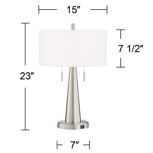 TABLE LAMP,  Brushed Nickel w/ Grey Shade