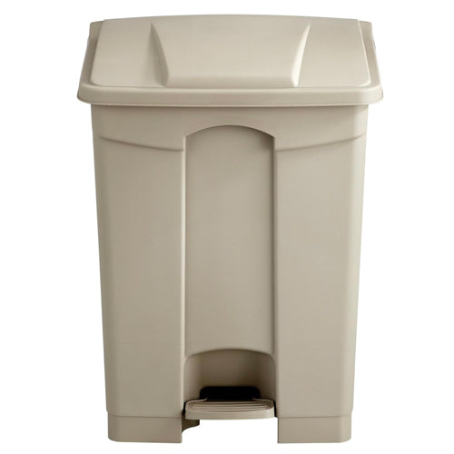 BEIGE PLASTIC FLIP TOP TRASH CAN, 17 GL