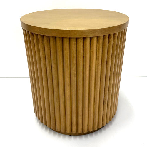 THRESHOLD DRUM END TABLE, Teak Finish