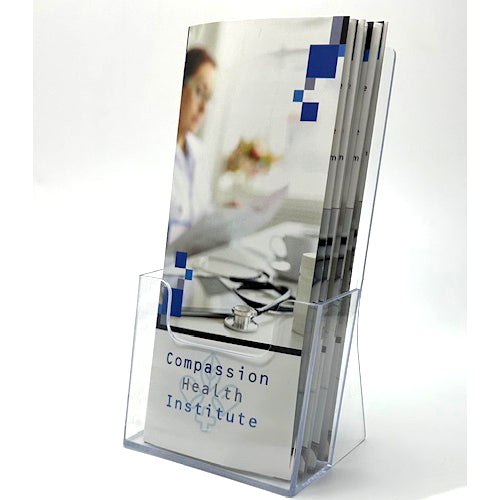 BROCHURE HOLDER - Table Top- dressed with 6 Cleared Brochures