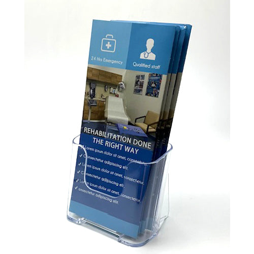 BROCHURE HOLDER - Table Top- dressed with 6 Cleared Brochures