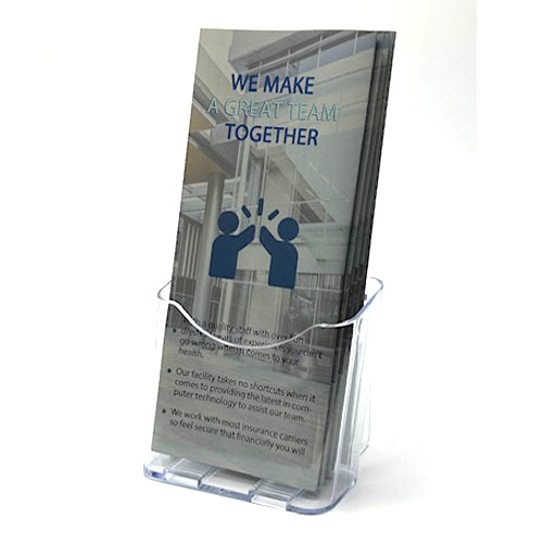 BROCHURE HOLDER - Table Top- dressed with 6 Cleared Brochures