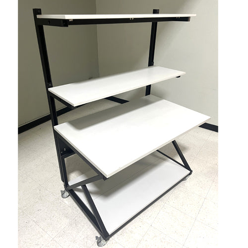 LAB TABLE, GREY W/SHELVE ROLLING
