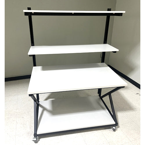 LAB TABLE, GREY W/SHELVE ROLLING
