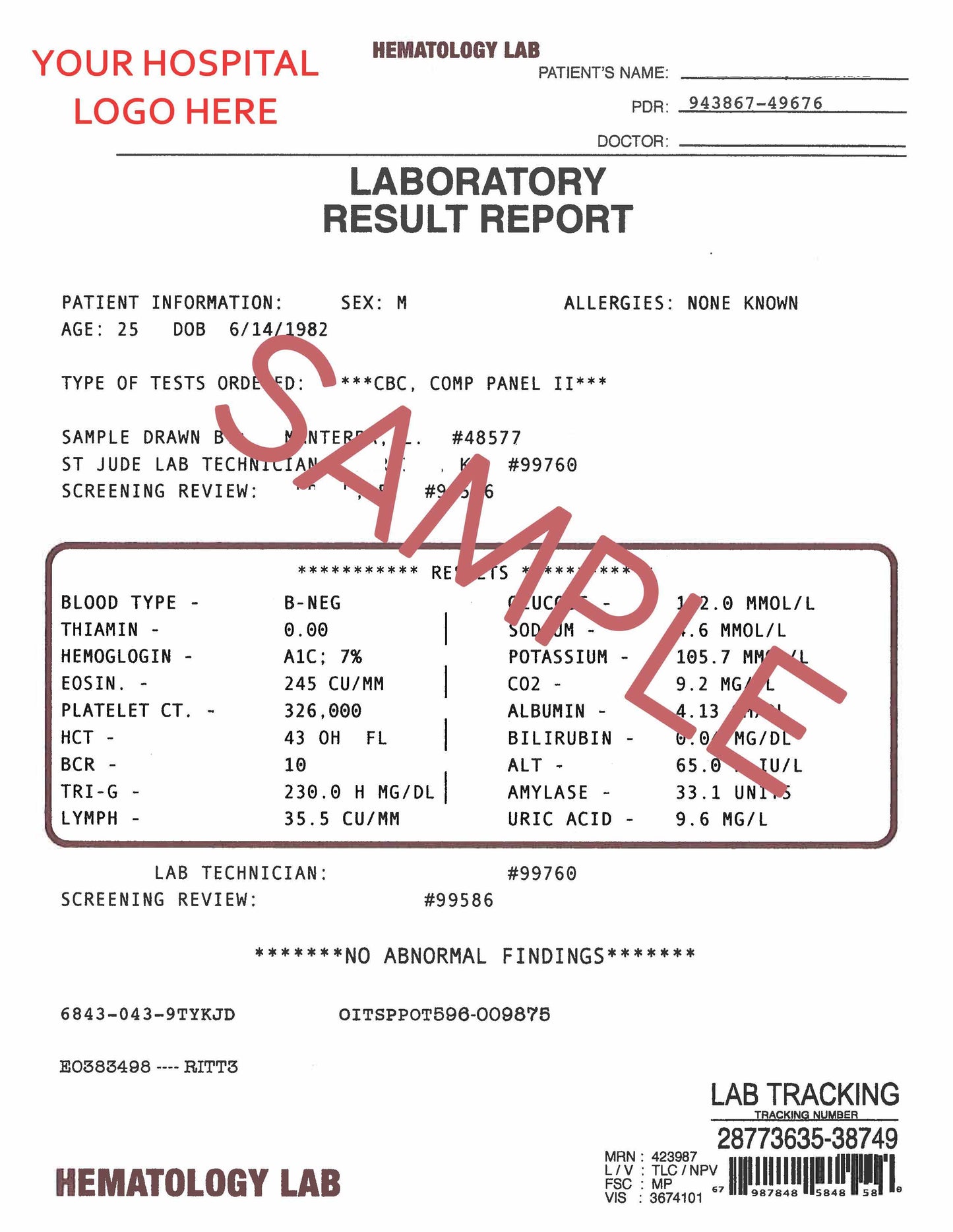 Laboratory Result Report (4 pages)