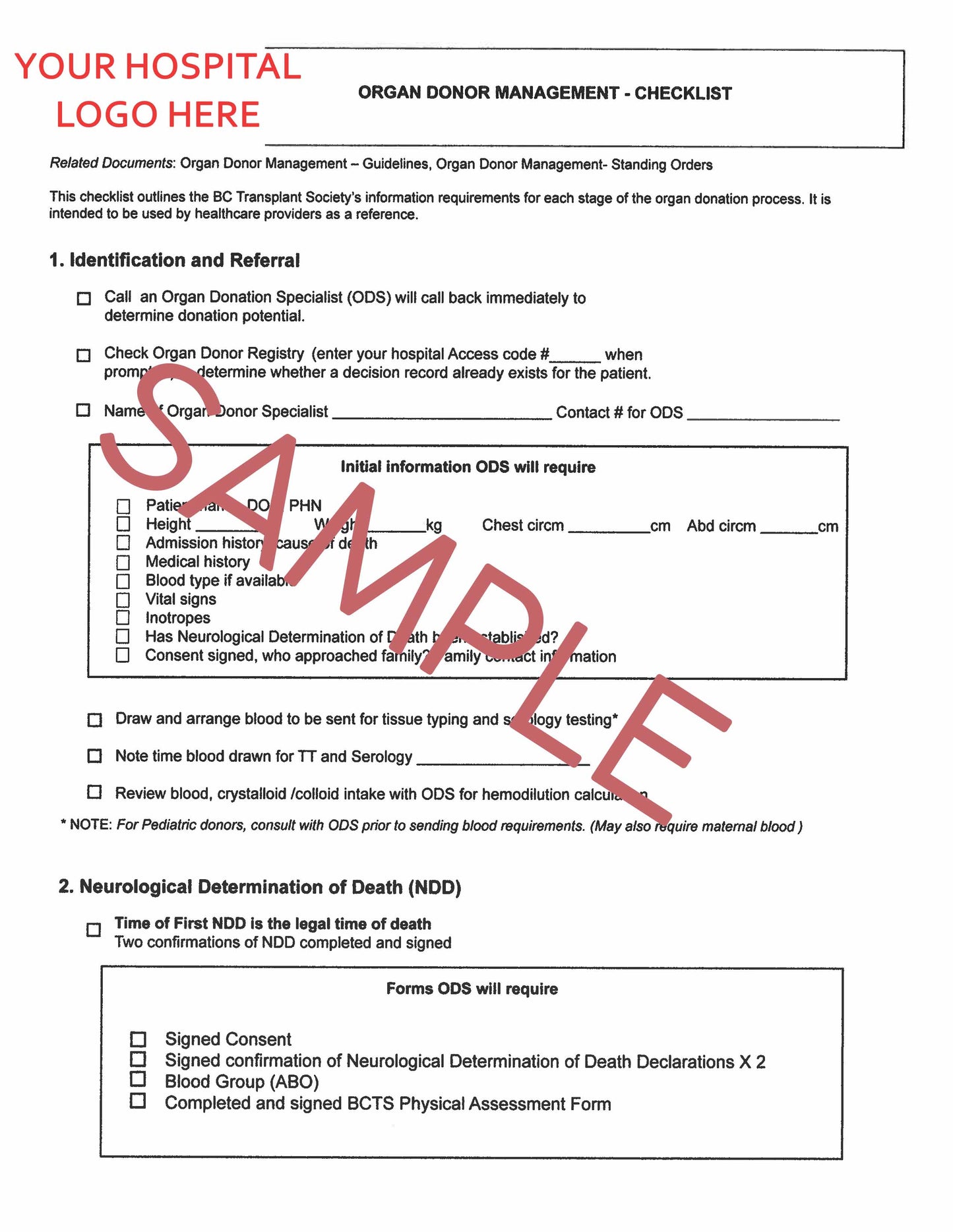 Organ Donor Form (4 pages)