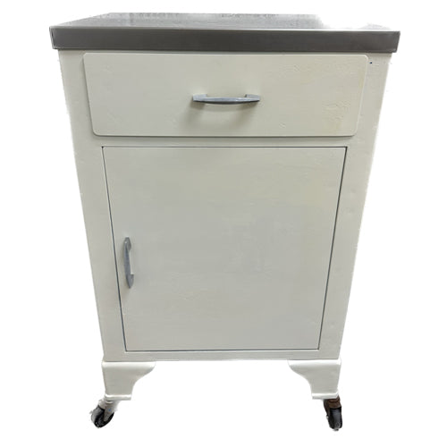 Vintage Bedside Cabinet, Metal w/ Stainless top