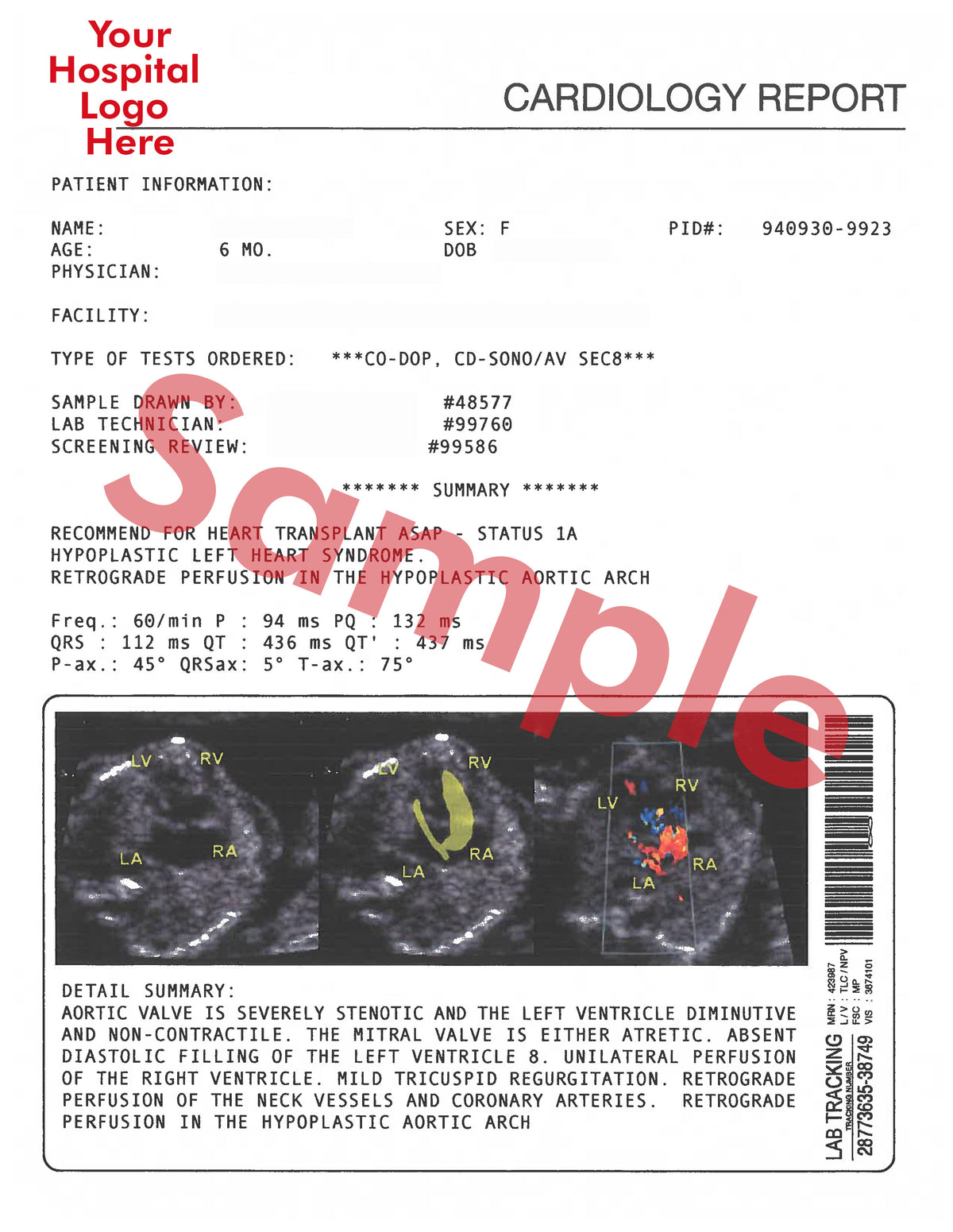 Cardiolab Forms CUSTOMIZED CARDIOLOGY REPORT FORM (5 pages) – Heritage Props LA
