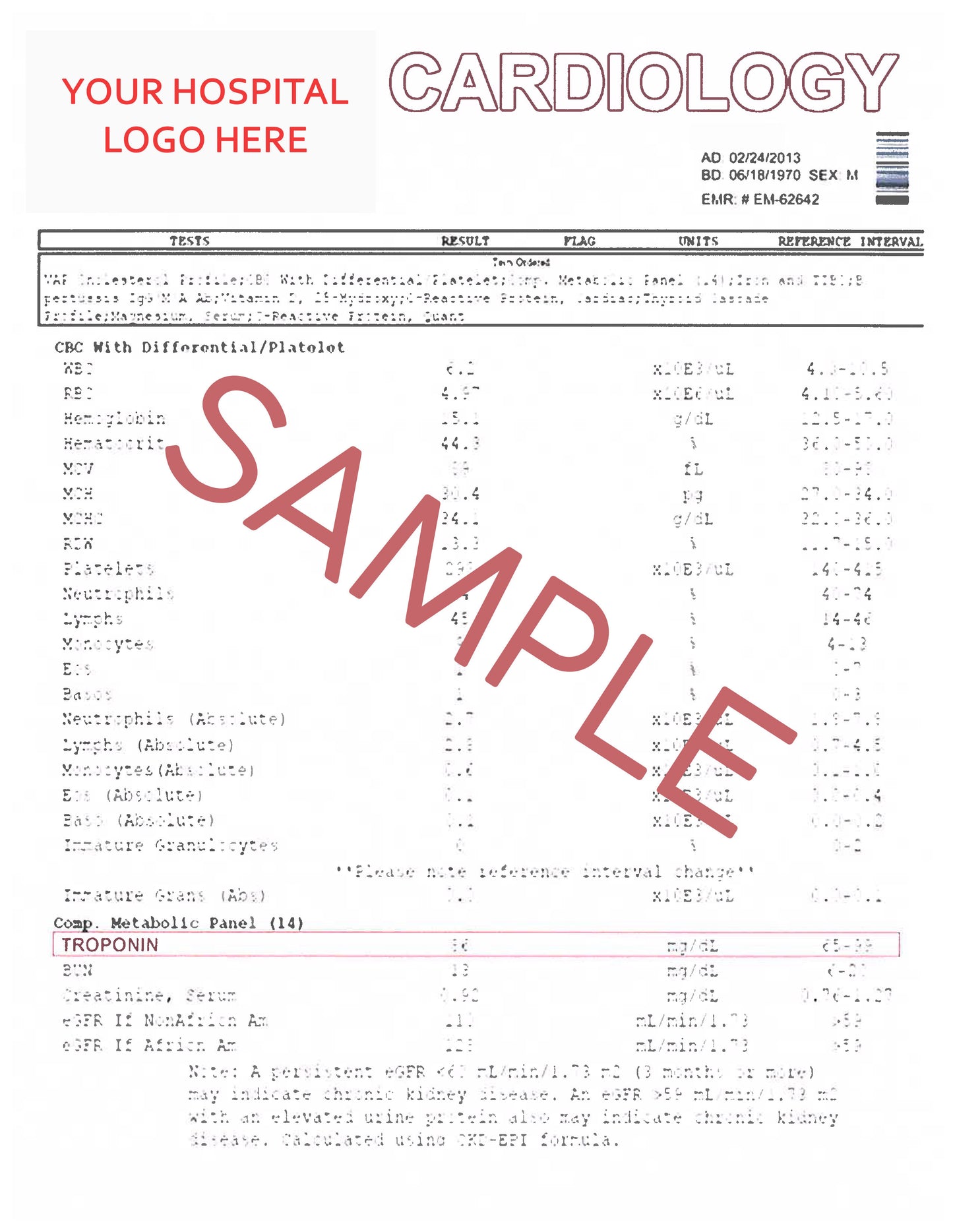 CUSTOMIZED CARDIOLOGY REPORT FORM (5 pages)