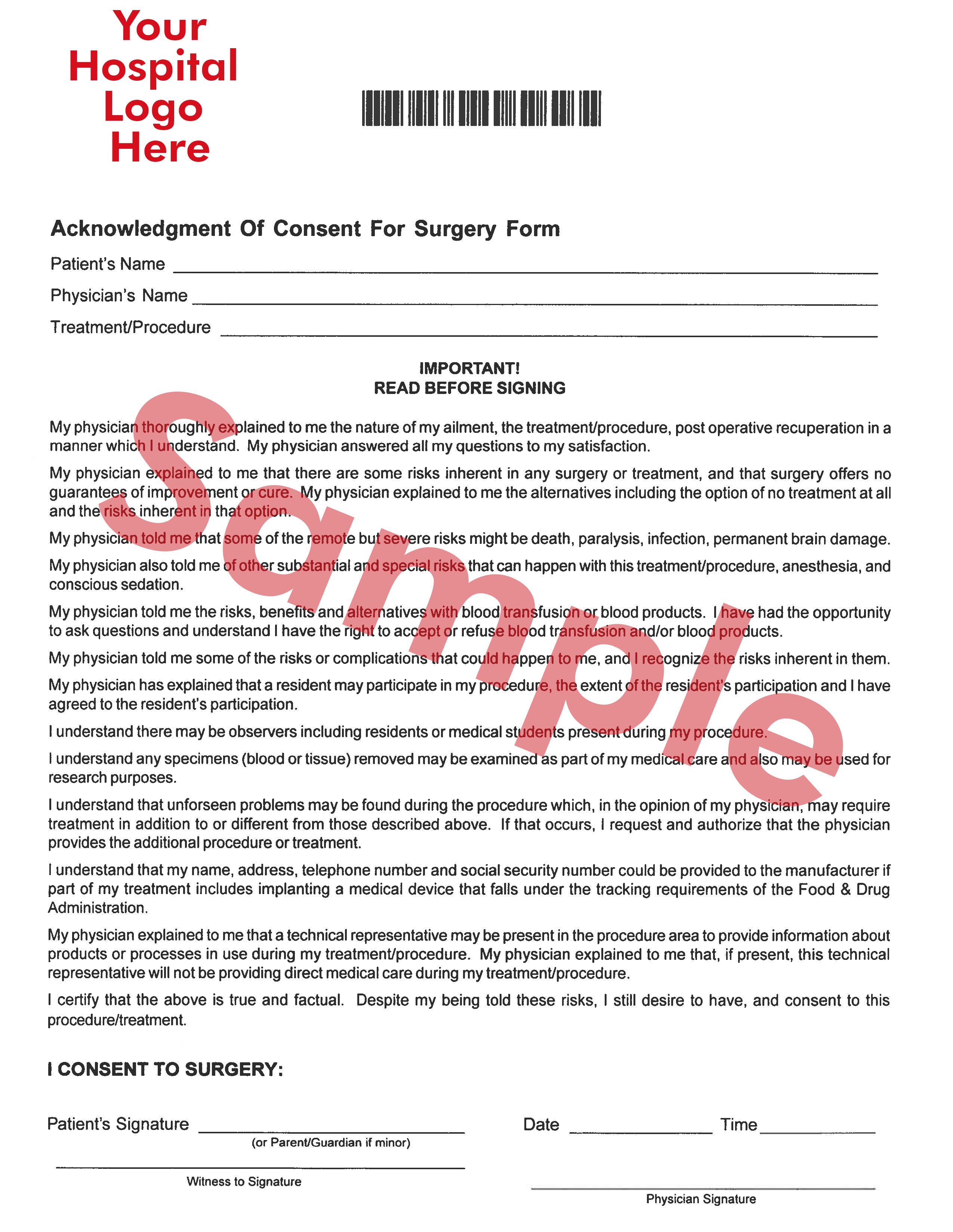 Consent for Surgery Form (6 pages) – Heritage Props LA