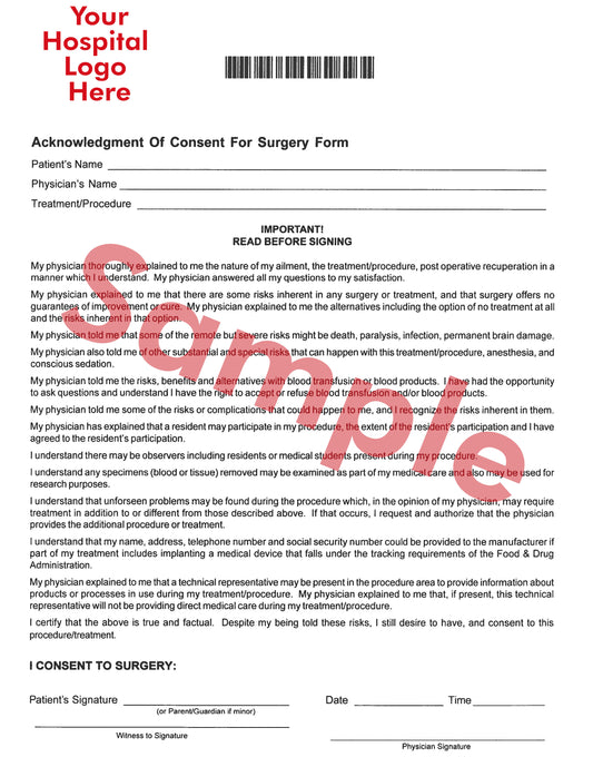 Consent for Surgery Form (6 pages)
