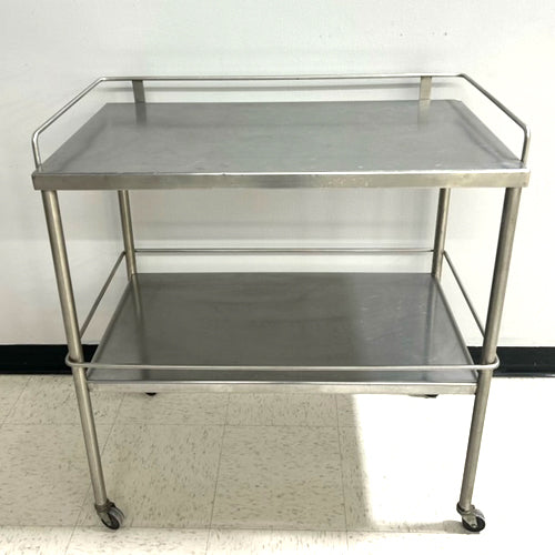 BACK TABLE, STAINLESS STEEL w/Rails, 3'